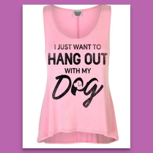 BelleFemme Boutique Tops - Dog Tank Top Tee LAST ONE Shirt Pink NEW Dog Mom Funny Tank Top Pink Tank Top